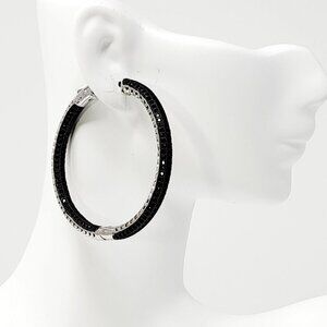 Elegant Black and Silver Hoop Earrings